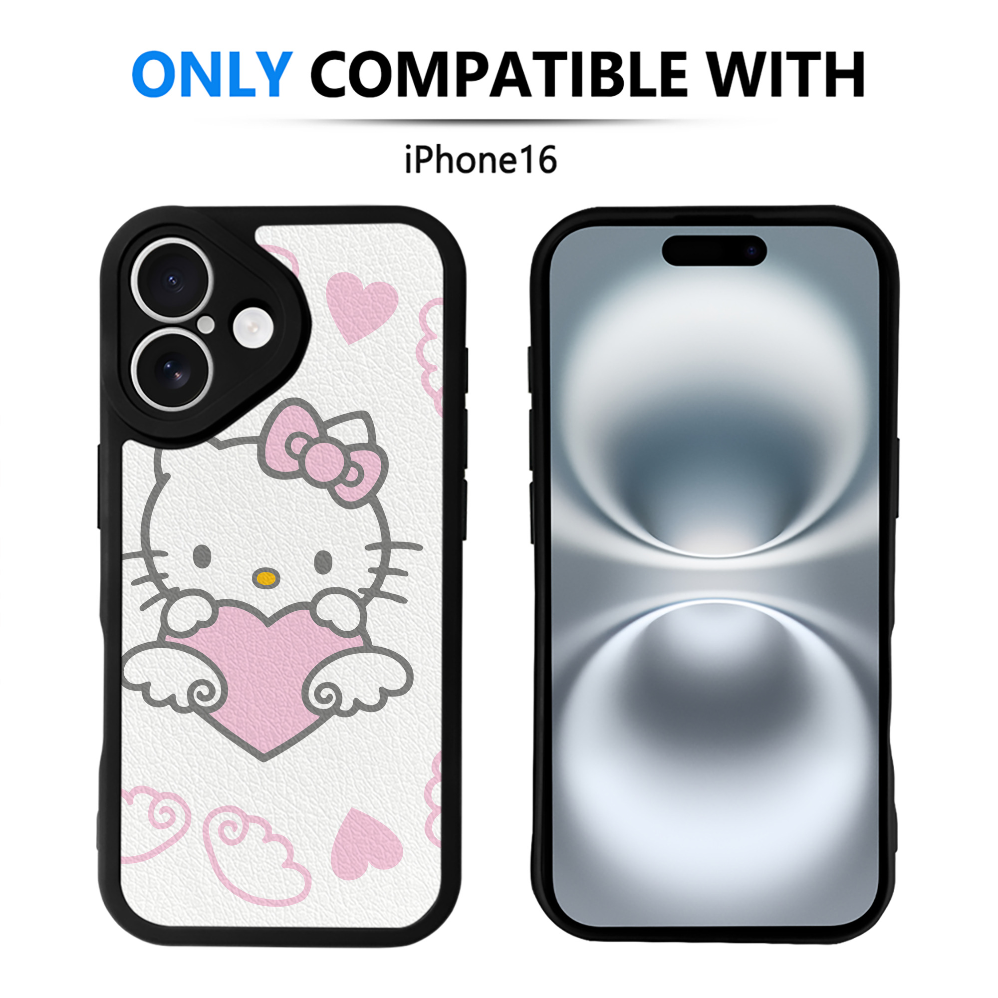 （画像用） Hello Kitty ハローキティ 【iPhone 16シリーズ対応】シリコンスマホケース（レザー調） 材質：シリコン